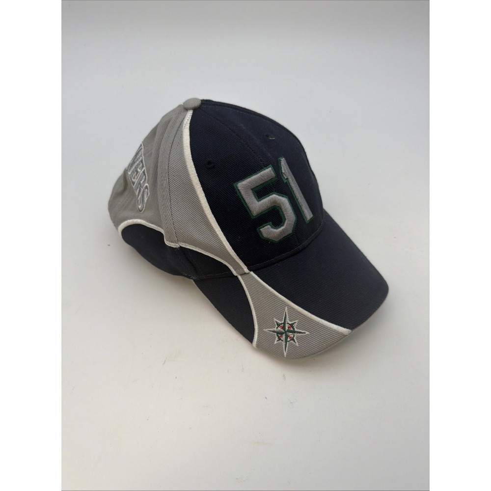 navy and gray Seattle Mariners MLB adjustable hat Number 51